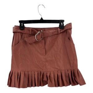 Luxe Tree Vegan Pleated Baby Skirt Rose Mauve Belted High Waist M